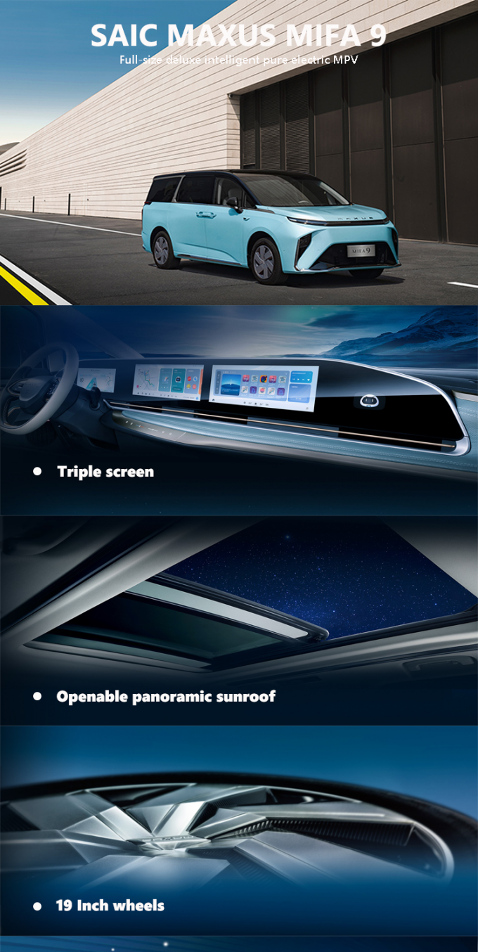 2024 Maxus MIFA9 MPV EV Xe 7 chỗ Range 480km 560km Đạp xe phía trước 0