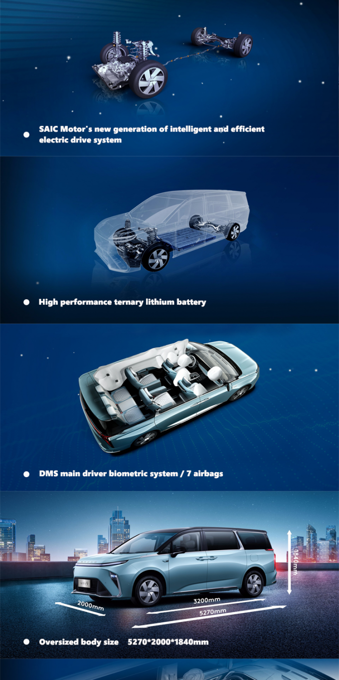 2024 Maxus MIFA9 MPV EV Xe 7 chỗ Range 480km 560km Đạp xe phía trước 1