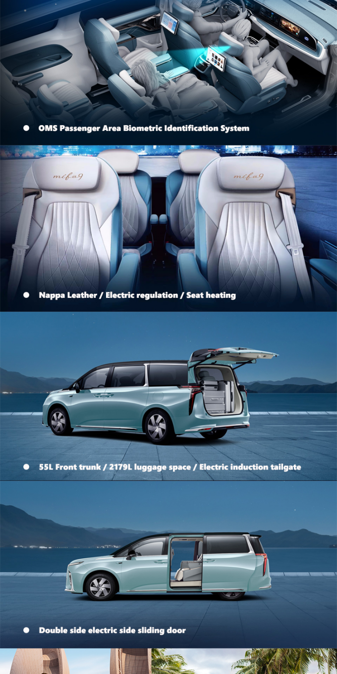 2024 Maxus MIFA9 MPV EV Xe 7 chỗ Range 480km 560km Đạp xe phía trước 2